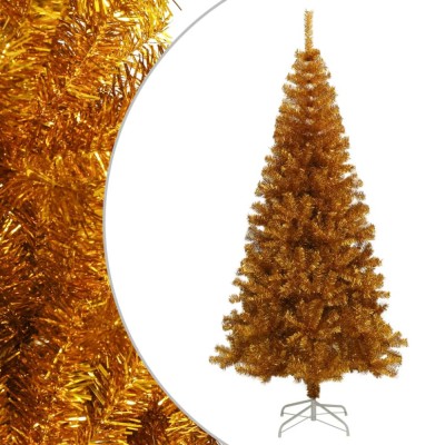 Pom de Crăciun artificial cu suport, auriu, 210 cm, PET foto