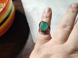 Inel vintage argint cu calcedonie verde