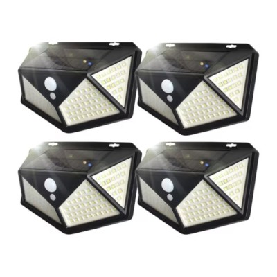 Set 4 X lampi solare de perete cu senzor de lumina si miscare 100 LED foto