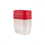 Set 10 cutii alimente Spring, rosii, 2.7 litrii, dreptunghiulare
