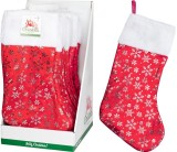 Cizma decorativa de Craciun rosie cu fulgi, 42x26 cm