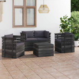 Set mobilier gradina paleti cu perne 5 piese lemn masiv pin