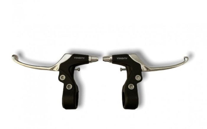 Maneta frana stanga/dreapta Alhonga HJ-340PDV, 3 degete, aluminiu, negru-argintiu Ultimate FactoryBikes