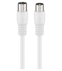 Cablu COAXIAL TV antena 3m mama-tata 75ohmi clasa A 85dB Dublu ecranat CCS alb Goobay 66615 foto
