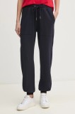 Gaudi pantaloni de trening femei, culoarea albastru marin, neted, 511BD24006