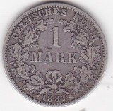 Germania 1 Mark Marca 1881 Wilhelm I type 1 large shield small eagle litera A