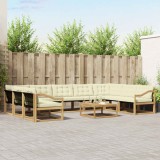 vidaXL Set de canapele de exterior cu pernă 10 pcs Alb și crem 3389100