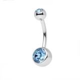 Piercing Buric Piatra Dubla Albastra 1.6x10mm Otel Chirurgical Navel
