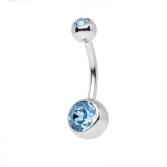 Piercing Buric Navel 1.6 x 10 x 5/8 - albastru piatra dubla