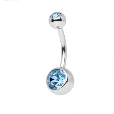 Piercing Buric Navel 1.6 x 10 x 5/8 - albastru piatra dubla foto