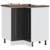 Dulap Bază Colț Bucătărie Kalmar Negru Lemn Prelucrat 75.5x75.5x81.5cm, Picioare Reglabile, Depozitare Optimizată