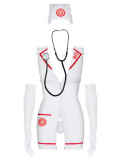 Costum Doctorita Sexy, Alb Cu Rosu, S/M, Obsessive