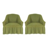 Set 2 Huse Fotoliu Elastice cu Volane, Verde - HEP72