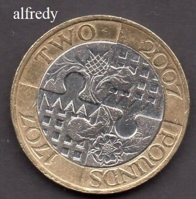 Anglia, Marea Britanie, 2007 2 Pounds, Comemorativa, Legile Unirii foto