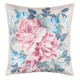 Pernă decorativă bej cu model floral, 45x45 cm, două fețe cu fermoar, CMCLASS