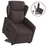 Cumpara ieftin Fotoliu rabatabil cu ridicare pe verticală, maro &icirc;nchis, textil