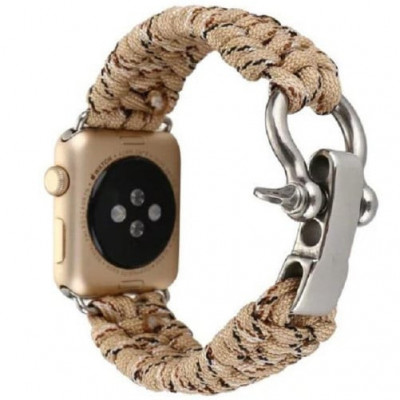 Curea iUni compatibila cu Apple Watch Ultra/SE/8/7/6/5/4/3/2/1, 40mm, Elastic Paracord, Rugged Nylon Rope, Cream foto