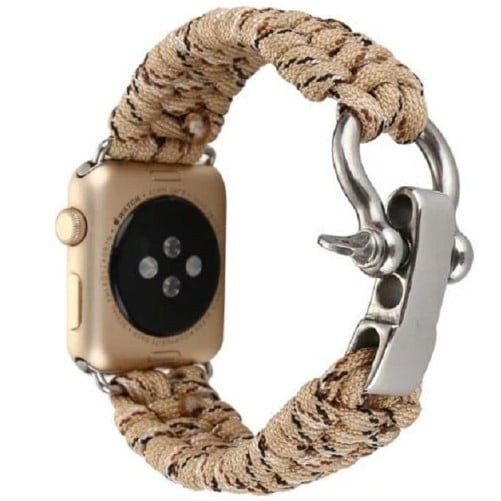 Curea iUni compatibila cu Apple Watch Ultra/SE/8/7/6/5/4/3/2/1, 40mm, Elastic Paracord, Rugged Nylon Rope, Cream