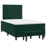 Cumpara ieftin Pat box spring cu saltea, verde inchis, 120x190 cm, catifea
