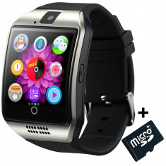 Smartwatch cu telefon iUni Q18, Camera, BT, 1.5 inch, Argintiu + Card MicroSD 4GB Cadou foto