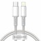 CABLU alimentare si date Baseus High Density Braided,Fast Charging Data Cable pt. smartphone,USB Type-C la Lightning PD 20W, braided, 1m, alb &quot;CATLGD-