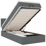 Cumpara ieftin Cadru de pat otoman cu saltele Gri inchis 90x190cm tesatura