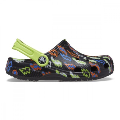 Saboti Crocs Classic Toddler Lightning Bolt Clog Negru - Black foto