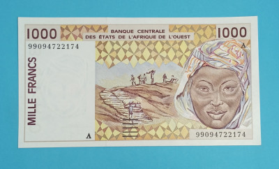 Africa de Vest 1.000 Francs 1991 &amp;#039;Coasta de Fildes&amp;#039; UNC serie: 99094722174 foto