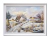 Tablou peisaj iarna pictat manual inramat, 80x60cm ulei pe panza, Stefan Bilibou, rama lemn, certificat de autenticitate