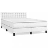 Cumpara ieftin Pat box spring cu saltea, alb, 140x190 cm, piele ecologica