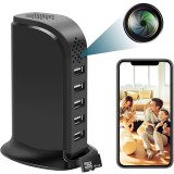 Statie Incarcare Camera Ascunsa WiFi, USB Hub 5 Porturi, Mini Camera Spion Full HD 1080P, Detectare Miscare, Vizualizare Live Aplicatie Mobila, Card M
