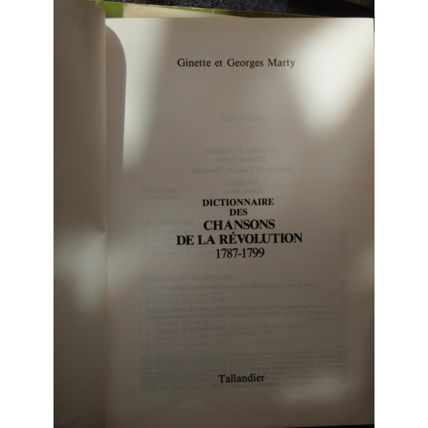 DICTIONNAIRE DES CHANSONS DE LA REVOLUTION - GINETTE MARTY