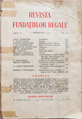 Revista Fundatiilor Regale 1 noiemvrie 1937, anul IV, nr. 11 foto