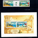 New Caledonia 1988 - Expo filatelic, navigatie, serie+colita neu