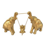 Cumpara ieftin Statueta decorativa, Familie de Elefanti, Auriu, 15 cm, 1134H