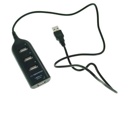 HUB USB cu 4 porturi, interfata USB 2.0, Esperanza 76860, cablu de 78cm, negru foto