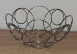 Fructieră modernă din inox design inele accesoriu masă bucătărie nefolosită