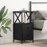 vidaXL Noptieră Neagră din Stejar 34x35,5x70 cm din Lemn Compozit