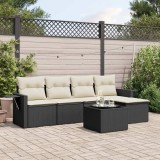 Cumpara ieftin Gossi set mobilier de gradina cu perne, 6 piese, negru, poliratan