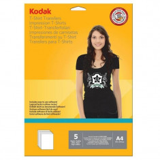 Hartie transfer termic Kodak 5 coli A4 pentru textile negre foto