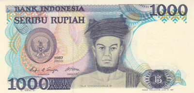 Bancnota Indonezia 1.000 Rupii 1987 - P124 UNC foto