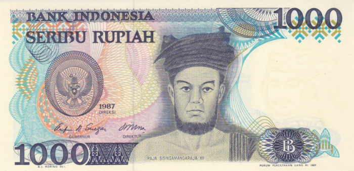 Bancnota Indonezia 1.000 Rupii 1987 - P124 UNC