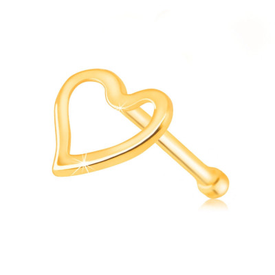 Piercing din aur galben 375 pentru nas - o inimă cu un decupaj &amp;icirc;n centru foto