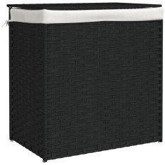 Cos de rufe cu 2 sectiuni, negru, 53x35x57 cm, poliratan foto