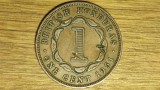Honduras Britanic ante Belize - raritate coloniala - 1 cent 1951 bronz - George VI - tiraj 100k - scrpt fara &quot;King and Emperor&quot;