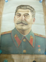 Tablou ulei/ panza -Portret Stalin semnat Adina Paula Moscu 1952 ,dim.=175x134cm foto