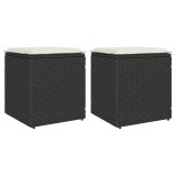 vidaXL Scaune de grădină cu perne 2 buc Negru 40x40x43 cm Poly Ratan 4104039