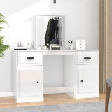 Cumpara ieftin Masă de toaletă cu oglindă, alb extralucios, 130x50x132,5 cm