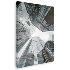 Tablou canvas zgarie-nori spre cer alb, gri, negru 1257 Tablou canvas pe panza CU RAMA 60x90 cm
