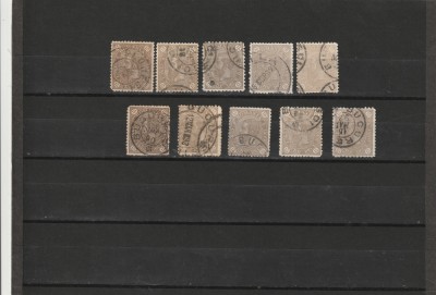 RO - 1890/91 LP 47 h - CIFRA IN PATRU COLTURI LOT 10 TIMBRE STAMPILATE 15 BANI foto